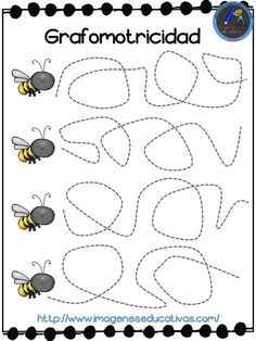 the worksheet for children to learn how to write and draw an insect in spanish