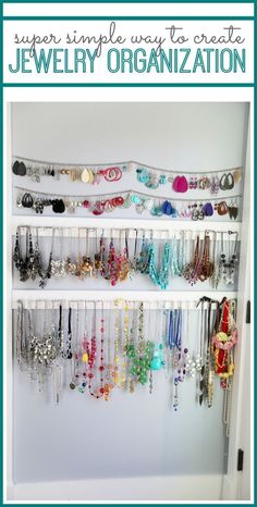 a jewelry organizer is shown with the words super simple way to create jewelry organization on it