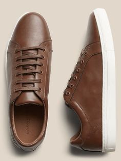 Mens Business Casual Shoes, Dressy Sneakers, Brown Leather Sneakers, Business Casual Shoes, Casual Leather Shoes, Casual Dress Shoes, Mens Shoes Casual Sneakers, Brown Sneakers, Banana Republic Factory