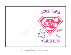 Nurse's Day card free printable pdf with superhero symbol Sample Thank You Notes