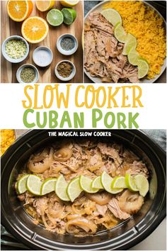 slow cooker cuban pork with limes and rice