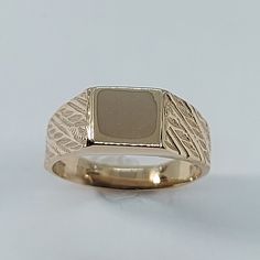 This classic signet ring has been carefully crafted from scratch in 10k solid Yellow Gold. Great for any occasion!  Buy it for your-self or buy it for the special person in your life! All of my jewelry is handmade from scratch and of high quality. This ring can be personalized with your initials upon request. Ring will be shipped to you in an elegant gift box. A tracking shipping number will be provided to you once the ring has been mailed.   Ring Measurements and Materials: Ring Weight: 2.9 gra Rectangular Diamond Cut Signet Ring For Anniversary, Gold Classic Initial Ring With Diamond Cut, Classic Yellow Gold Diamond Cut Signet Ring, Heirloom Signet Ring With Diamond Cut, Heirloom Diamond Cut Signet Ring With Round Band, Classic Rectangular 14k Stamped Rings, Gold Diamond-cut Signet Ring, Classic 14k Gold Diamond Cut Signet Ring, Gold Diamond Cut Round Band Signet Ring