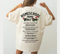 Calling all homeschool mamas! You'll be cozy as can be in our ultra soft Comfort Colors homeschooling tshirts. Our tees are unisex and perfect for that trendy, oversized look! Whether you're looking for the ultimate Mother's Day gift, present for your granny or daughter in law, our crewnecks offer the ultimate trendy and cozy style.  COMFORT COLORS 100% Airlume combed and ringspun cotton Unisex - We recommend going up 1-2 sizes for a oversized look SHIPPING: Processing: 1-4 business days Standar Homeschool Shirts, Classical Conversations, Homeschool Mom, Mama Shirt, Cozy Fashion, Mom Shirts, Comfort Colors, Gifts For Mom, Adult Outfits