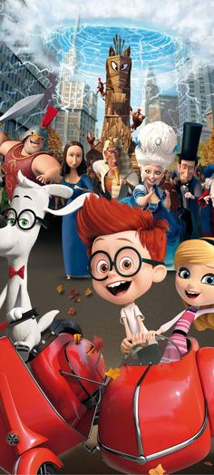 an animated movie poster with the characters from cartoons