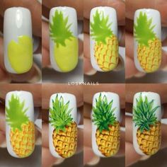 Pineapple Nail Design, Summer Nails Art Designs, Easy Summer Nails, Beach Themed Nails, Nailart Tutorial, Pineapple Nails, Summer Nails Art