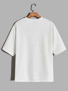 SHEIN Men Solid Drop Shoulder Tee | SHEIN USA White T Shirt Men Outfits, Man Tshirt Style, Graphic T Shirts Aesthetic, Thrift Business, Mens Oversized Fashion, Cloth Mockup, T Shirt Design Ideas Creative, Drop Shoulder Tshirt, Oversized White T Shirt