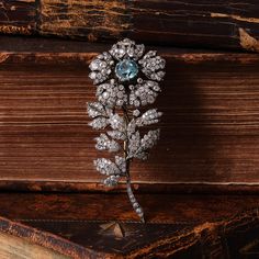 Old Table, Rose Brooch, Gold Brooches, Antique Diamond, Blue Zircon, Rock Crystal, Rose Cut Diamond, Gold Pearl, Vintage Jewellery