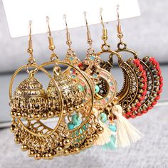 Material: Alloy Color: Gold Fashion Element: Tassel, Circle, Null Style: Exotic Gold Bohemian Tassel Earrings For Festive Occasions, Bohemian Metal Tassel Earrings With Fringe, Adjustable Tassel Jewelry For Festivals, Gold Tassel Earrings For Festivals, Bohemian Summer Jewelry For Festive Occasion, Adjustable Bohemian Tassel Earrings With Latkans, Bohemian Summer Festival Jewelry, Bohemian Summer Festive Jewelry, Adjustable Gold Bohemian Tassel Earrings