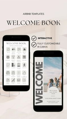 the welcome book is displayed on an iphone