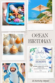 an ocean birthday party with seashells and shells