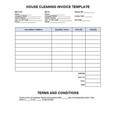 House Cleaning Invoice