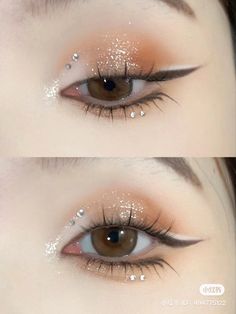 Glittery Eye Makeup, Rhinestone Makeup, Lip Makeup Tutorial, Glitter Eye Makeup