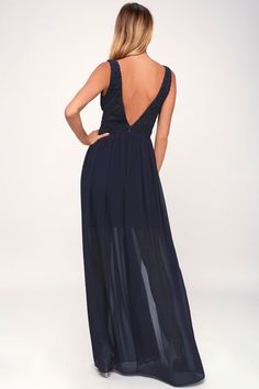 Make Way for Wonderful Navy Blue Lace Maxi Dress Chic Button-back Dress For Date Night, Spring Party Dresses With Button Back, Fitted Dress With Button Back For Casual Occasions, Casual Button-back Fitted Dress, Blue Lace Maxi Dress, Latest Fashion Dresses, New Years Eve Dresses, Women Best, Maxi Dress Formal