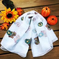 Gorgeous Embroidered Scarf - White #shopscarf #scarf #ladylailaboutique #scarves #fallfashion #warmandcozy #lovescarf Embroidered Scarf, Perfect Gif, Shop Accessories, Wrap Scarf, Out Of Shape, Go Out, Alexander Mcqueen Scarf, Warm And Cozy, Scarf Wrap