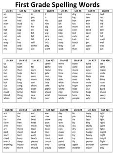 the first grade spelling words worksheet is shown in black and white with an image of