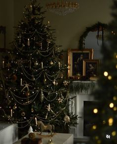 a decorated christmas tree in a living room