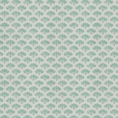 a green and white wallpaper with small leaves on the back ground, in an ornate pattern