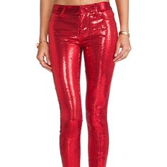 Wildfox Couture Raquel Sequin Skinny Jeans Msrp $425 Size: 24 Color: Red Brand New With Tags Attached, 100% Authentic Description Glamour At It's Finest. Rayon Blend. Mid Rise, 11 In The Knee Narrows To 9 At The Leg Opening. Faux Front Pockets. Sequined Throughout. Super Soft Stretch Lining. Top Quality Construction Makes Them Tough Enough To Handle What You Can.Put Them Through. Color: Red Red Sequined Bottoms For Night Out, Red Sequined Bottoms For Party Season, Glamorous Red Bottoms For Party Season, Glamorous Red Sequined Bottoms, Glamorous Fitted Red Bottoms, Fitted Red Bottoms For Festive Occasions, Festive Fitted Red Bottoms, Fitted Red Bottoms For Holiday, Elegant Red Bottoms For Festive Season