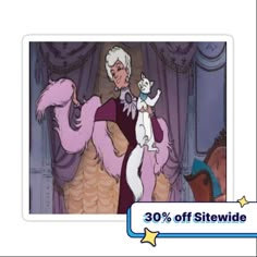 an animated image of a woman and cat on a bed with the caption 30 % off site wide