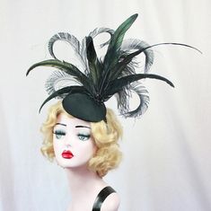 Black Headdress Peacock Feather Fascinator Cocktail Hat - Etsy Black Headdress, Showgirl Headpiece, Ascot Races, Feather Fascinator, Feather Fascinators, Cocktail Hat, Newsies, Costume Hats, Black Hat