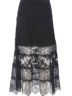 McQ Lace Skirt Lace Midi Skirt For Evening, Chic Lace Maxi Skirt With Lace Trim, Elegant Lace Trim Maxi Skirt, Lace Tiered Skirt Bottoms With Lace Patchwork, Elegant Midi Length Bottoms With Lace Trim, Evening Skirt With Lace Trim, Elegant Flowy Maxi Skirt With Lace Trim, Lace Trim Skirt For Evening, Evening Lace Midi Skirt