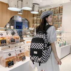 Cute Women's Nylon Backpack for Teenagers Girls Plaid School Bag Female Student Travel Rucksack Large Capacity Student Bookbag [23y 8m 10d] Casual Nylon Backpack For Study, Harajuku Nylon Travel Backpack, Harajuku Style Nylon Travel Backpack, Trendy Nylon Backpack For Study, Harajuku Style Large Capacity Nylon Backpack, Trendy Nylon Backpack For Students, Trendy Nylon Backpack, Black School Bags, Duck Gifts