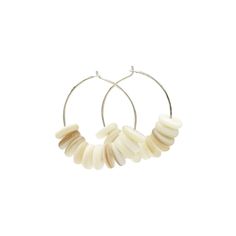 Seashells By the Seashore Silver Hoop Earrings Earth Song Jewelry Jewelry Adjustable White Mother Of Pearl Earrings, White Small Hoop Jewelry For The Beach, Elegant White Hoop Earrings For Beach, White Shell-shaped Hoop Earrings, White Mother Of Pearl Earrings For Beach, Summer White Nickel-free Hoop Earrings, White Circular Jewelry For The Beach, White Nickel-free Shell-shaped Shell, Nickel-free White Shell