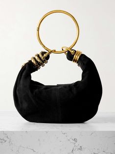 CHLOÉ Embellished suede shoulder bag Chloe Shoulder Bag, Big Handbags, Small Bracelets, Raffia Bag, Trending Handbag, Clothes Collection, Net A Porter, Womens Tote Bags, Fashion Bracelets