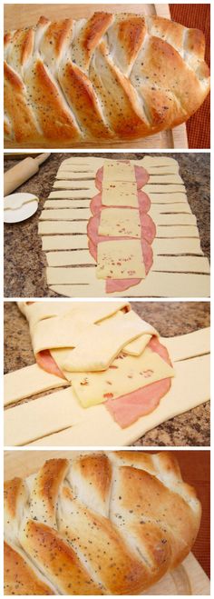 the bread is being made and ready to be cut into smaller pieces, then put in an oven