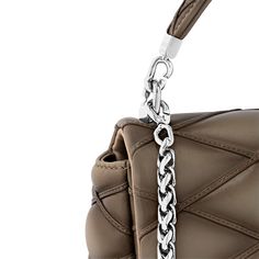 LOUIS VUITTON® - Go-14 Mm - Taupe Lv Twist, Louis Vuitton Official, Lambskin Leather, Primavera Estate, Luxury Handbags, Leather Handle, Leather Handbags, Silver Color, Leather Women