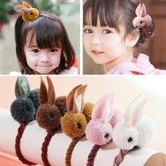 Cute plush Rabbit Style Hair Bands Accessory Bunny Hair, Pom Pom Crafts, Hair Elastic, Hair Band For Girl, Rabbit Ears, Easter Rabbit, Bunny Plush, Elastic Hair Bands, Hair Elastics