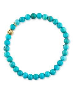 A caviar bead station in 18k gold accents a bold bracelet of turquoise by Lagos. Beautiful Beaded Jewelry, Fine Jewelry Bracelets, Gemstone Bracelets, Tennis Bracelet, Accessories Jewelry, Gold Accents, Live Lokai Bracelet, Turquoise Bracelet, Beaded Jewelry