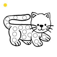 a black and white drawing of a cat with polka dots on it's chest