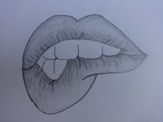 a pencil drawing of a female's lips