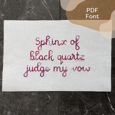 a cross stitch pattern with words on it