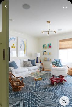 the living room is clean and ready to be used as a child's playroom