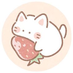 a drawing of a cat holding a watermelon in it's mouth with its paw