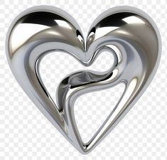 a silver heart shaped object on a white background