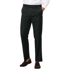 The slim-fit suit trousers with a vertical stripes design are modern, elegant, and stylish. Different from ordinary striped pants, these pants have a contrasting striped pattern design that is more fashionable. Pair with a dress shirt, polo shirt, blazer, and shoes for a smart business or casual look. Perfect for formal occasions such as weddings, dates, office working, proms, parties, etc. Fitted Dress Pants With Vertical Stripes, Classic Tailored Dress Pants With Vertical Stripes, Classic Striped Pants For Formal Occasions, Fitted Vertical Stripe Pants For Business Casual, Elegant Fitted Pants With Vertical Stripes, Classic Tailored Striped Dress Pants, Tailored Black Bottoms With Vertical Stripes, Classic Striped Straight Dress Pants, Elegant Tailored Striped Dress Pants