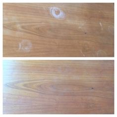 two pictures of wood with white marks on them