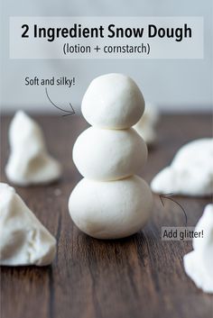 two ingredient snow dough sitting on top of each other