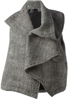 Haider Ackermann oversize structured ruffle gilet Waistcoats For Women, Puffer Vests, Rare Clothing, Creative Clothes, Grey Herringbone, Haider Ackermann, Fashion Design Clothes, Fashion 2020, Colorful Fashion