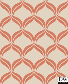 an abstract pattern with wavy lines in red and tan colors on a beige background, suitable for wallpaper or fabric