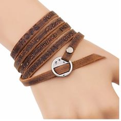 Ancho/diametro: 17cm,Genero: Unisex adulto,Material de la pulsera: Cuero,Posee niquel: No,Condicion del producto: Nuevo,Modelo: cuero grabada,Tipo de piedra: No aplica Leather Charm Bracelets, Brown Leather Bracelet, Genuine Leather Bracelet, Letter Bracelet, Mens Leather Bracelet, Leather Bracelets, Layered Bracelets, Leather Wrap Bracelet, Leather Cuffs