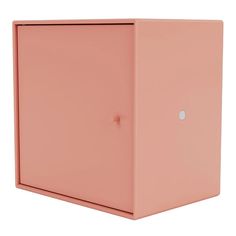 a pink box with a hole in the middle and a button on the front side