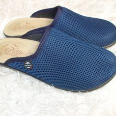 Fly Foot Anatomic Lightweight Navy Blue Mesh Clogs Shoes Size 8 ( New ) Fly Flot Made In Italy Mule Clog Size 8 (38) Fly Flot Mules Blue Mesh Clogs Leather Anti Shock Anatomic Slip On Women Anatomical Comfort Footbed Design, Man Made Sole With Textileupper Comfortable Blue Slip-ons With Cushioned Footbed, Comfortable Blue Slip-resistant Clogs, Comfortable Blue Slip-ons With Round Toe, Blue Casual Slip-on Slippers, Blue Slip-on Slippers With Removable Insole, Comfortable Blue Slippers With Rubber Sole, Comfortable Blue Slippers With Round Toe, Comfortable Blue Slip-ons With Removable Insole, Blue Round Toe Slippers