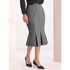 PRODUCT DETAILS: STYLE - Keep your look semi-formal and elegant in cool weather with this work skirt from Hobemty, featuring a pleated hem and below-knee length. OUTFIT - Comfortable and classic, pair with a semi-formal shirt and heels for a chic office look. OCCASION - Focused on Ladies' Semi-Formal Wear - This skirt can be a perfect addition to almost any outfit from formal to daily wear, great for work, meetings, office, businesses, work, parties, cocktails, weddings, casual, daily dressing, Work Meetings, Outfit Comfortable, Work Skirt, Semi Formal Wear, Womens Office, Bodycon Midi Skirt, Skirt With Belt, Work Parties, Knee Length Skirt Pencil