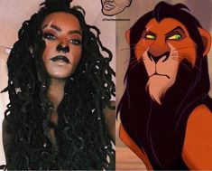 Female Scar Lion King, Scar Make Up Lion King, Pretty And Scary Halloween Costumes, Scar Lion King Costume Women, Fun Makeup Halloween Costumes, Nala Lion King Costume, Villans Costumes Ideas, Scar Costume Female, Bagheera Costume