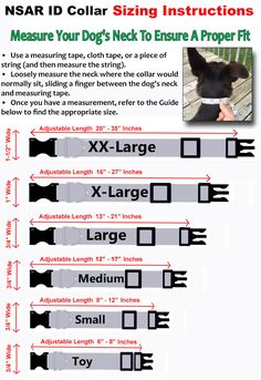 the instructions for how to measure collars with pictures and text on each side, including measurements