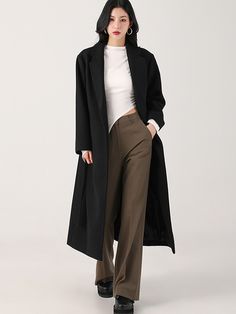 Long Solid Color Outerwear For Office, Oversized Long Formal Outerwear, Oversized Long Outerwear For Formal Occasions, Tailored Long Outerwear For Office, Modern Long Outerwear For Work, Formal Long Coat In Solid Color, Plain Long Outerwear For Work, People Clothes, Long Coat Women